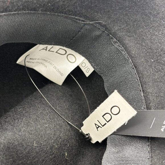 New Aldo Fedora Felt Hat Black with Bow Accent Cute Casual One Size Womens Nwt - Picture 3 of 3